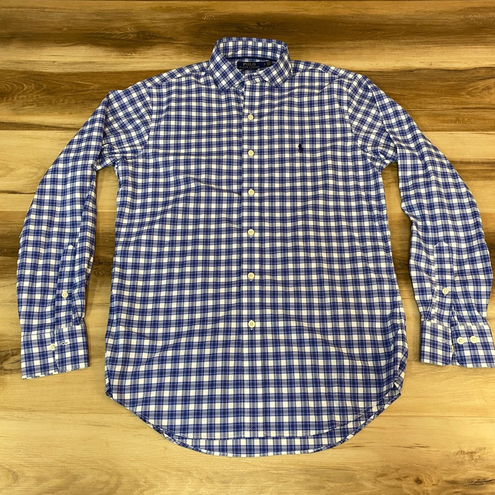 Polo Ralph Lauren Performance Shirt Mens Small Button Up Blue Plaid